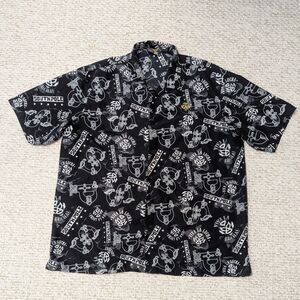 South Pole Mens 3XL Lucha Libre Print Button Up Y2K Streetwear Graphic Tee